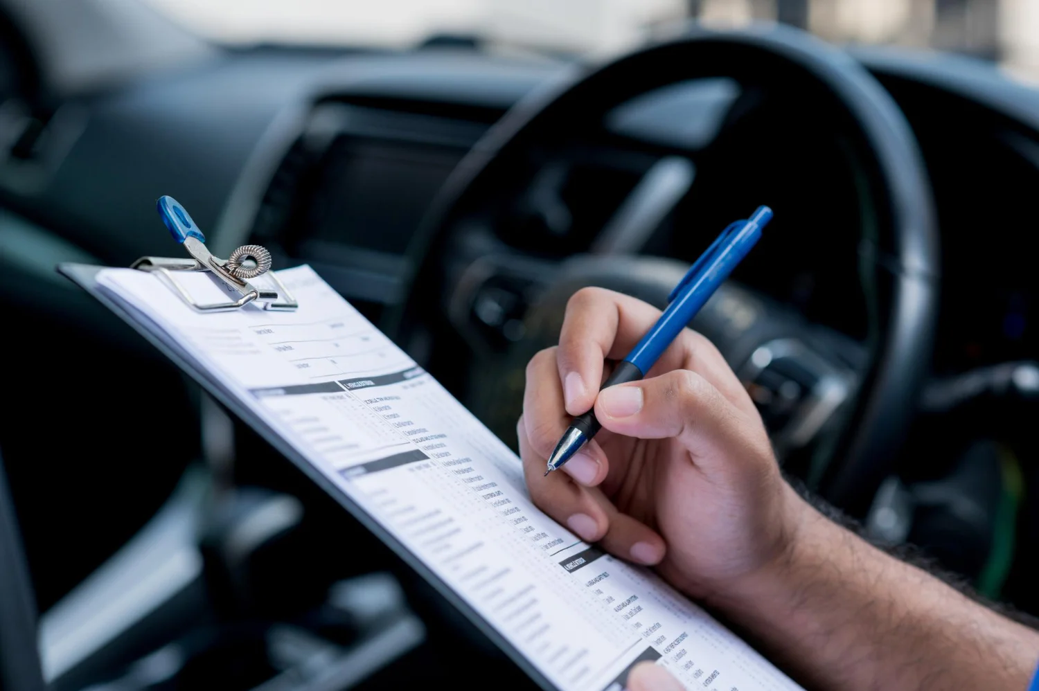 car maintenance worker is checking list car interior workshop customer